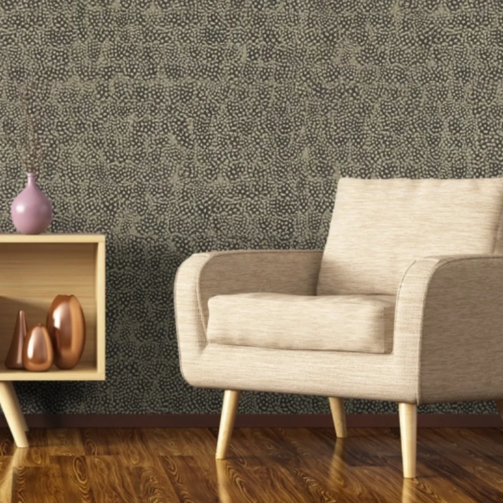 Zoffany Guinea Fowl Wallpaper in Charcoal